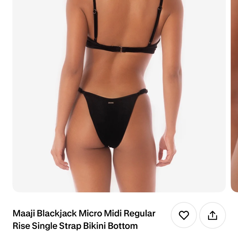 Maaji Blackjack Micro Midi Regular Rise Single Strap Bikini Bottom - Picture 2 of 11